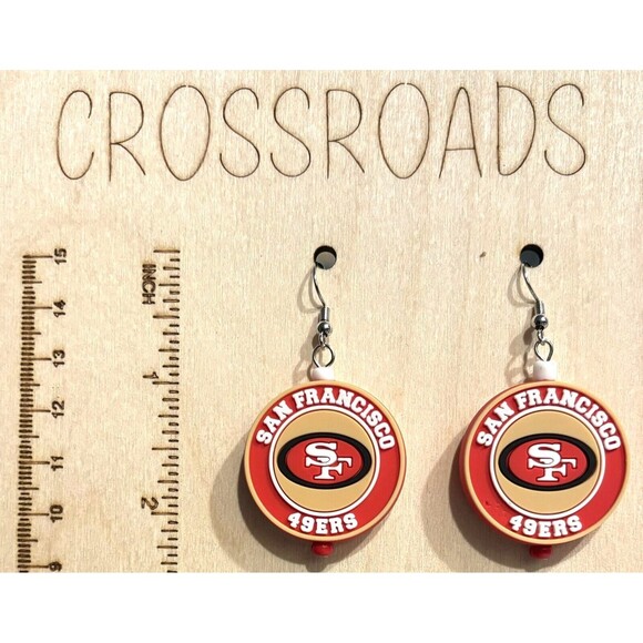 2.5" x 1.1" Focal Bead Earrings - 49er's  #BE042 - Picture 1 of 1